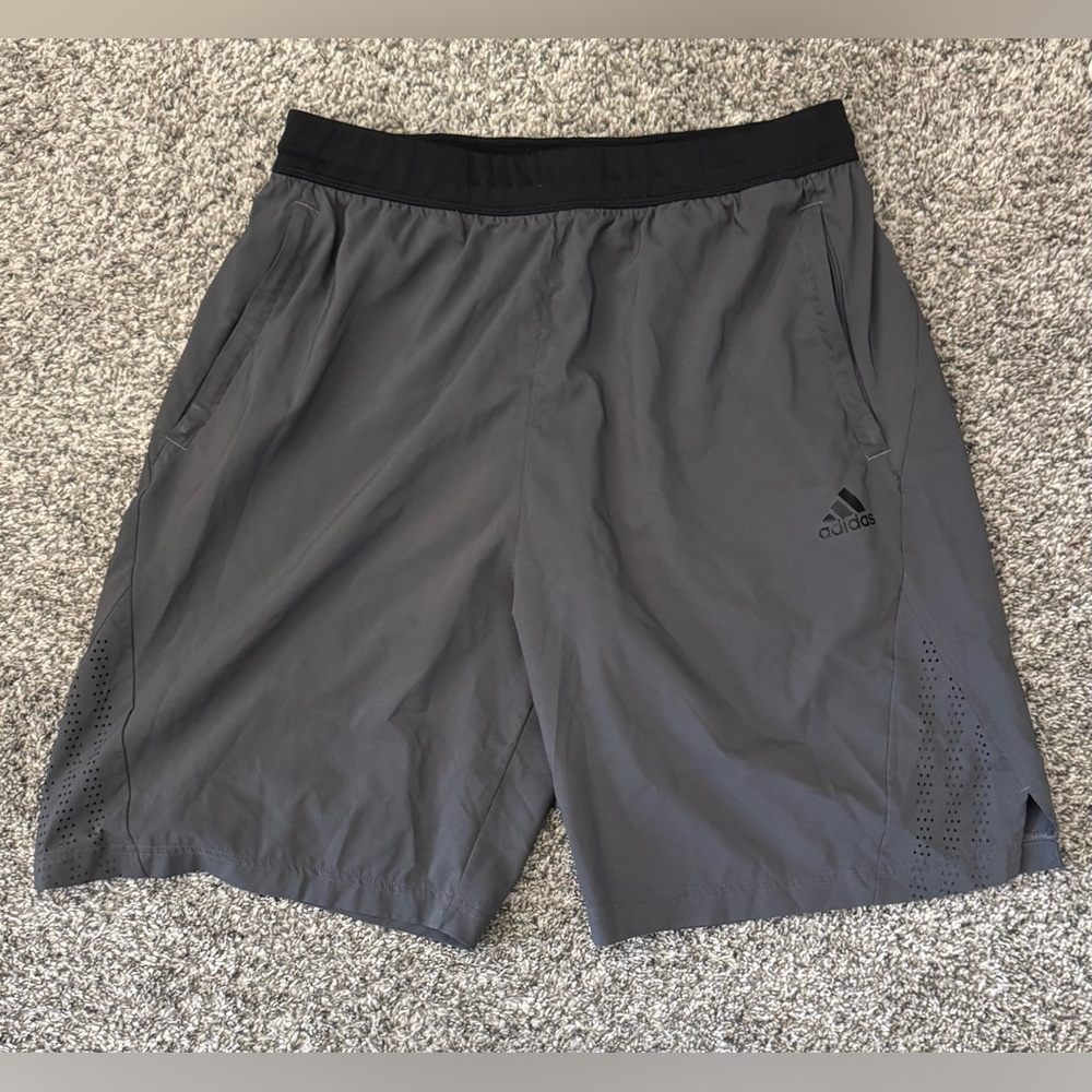 Adidas Gray Black Athletic Performance Shorts